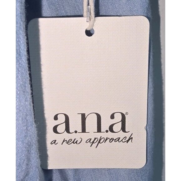 A.N.A Light Blue Denim-Look Smocked Square Neck Dress L - Picture 6 of 7